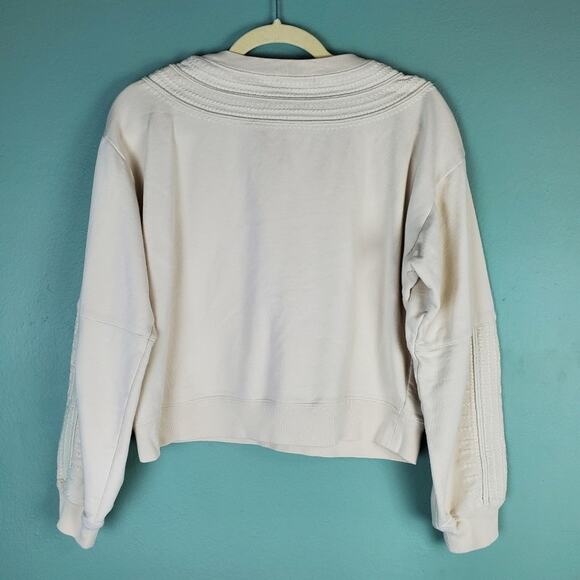 Frye Women's Cream Crew Neck Embroidered Balloon Sleeve Sweatshirt Size Small - Picture 2 of 8